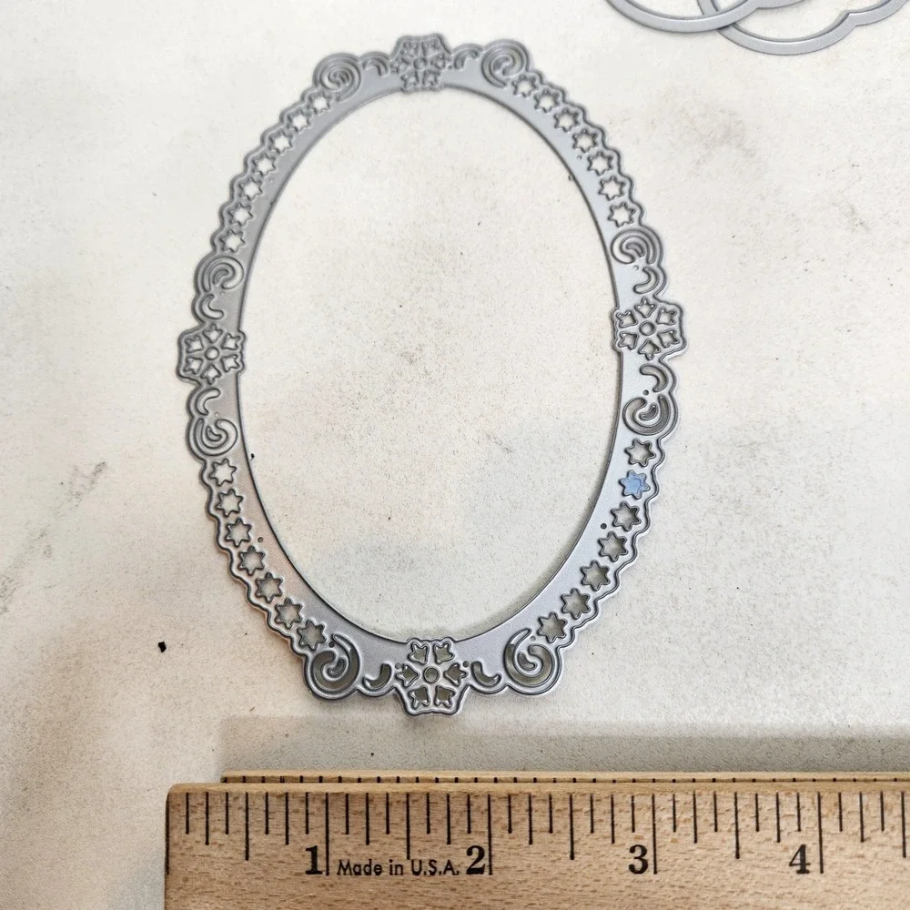 Oval Circle Nesting Cutting Dies Lot Silver Metal Scrapbook Cardmaking Frames